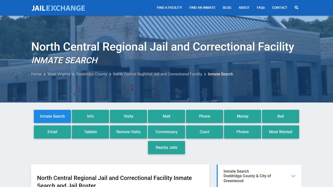 North Central Regional Jail and Correctional Facility Inmate Search